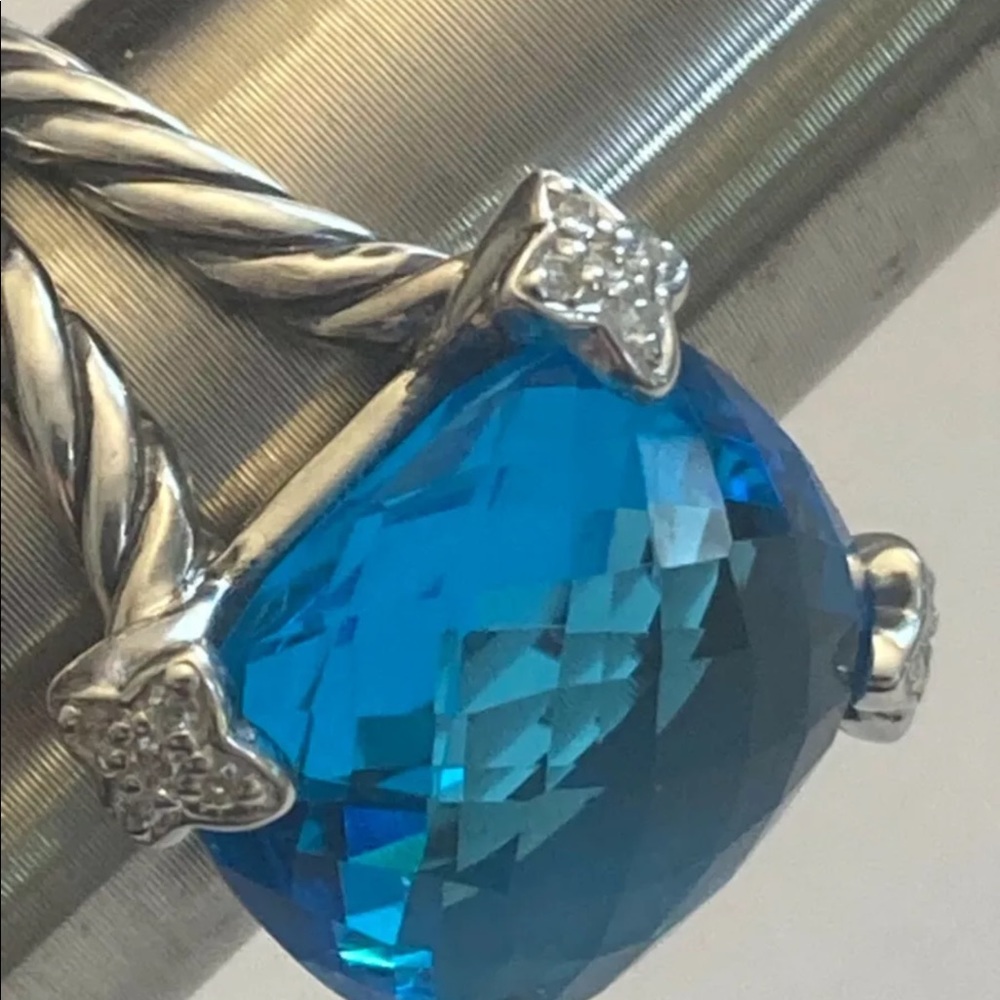 David Yurman Blue Topaz Hampton Ring - Picture 2 of 9